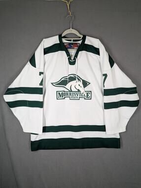 Vintage Morrisville State Mustangs NCAA Hockey #7 Rogers Jersey Size 54